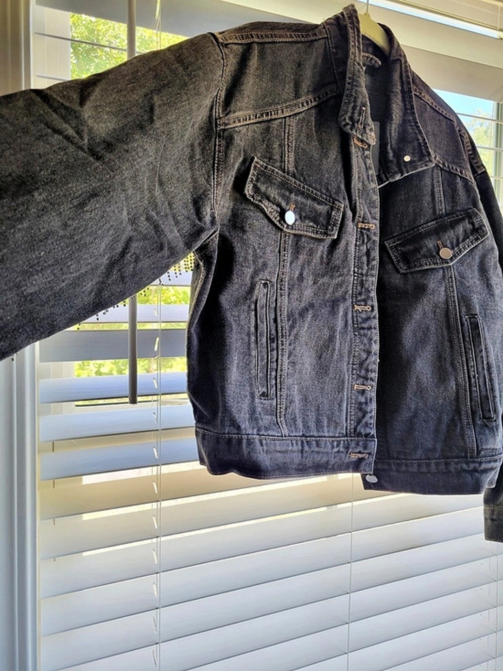 FATE Fringe Denim Jacket Black Size Small NWT